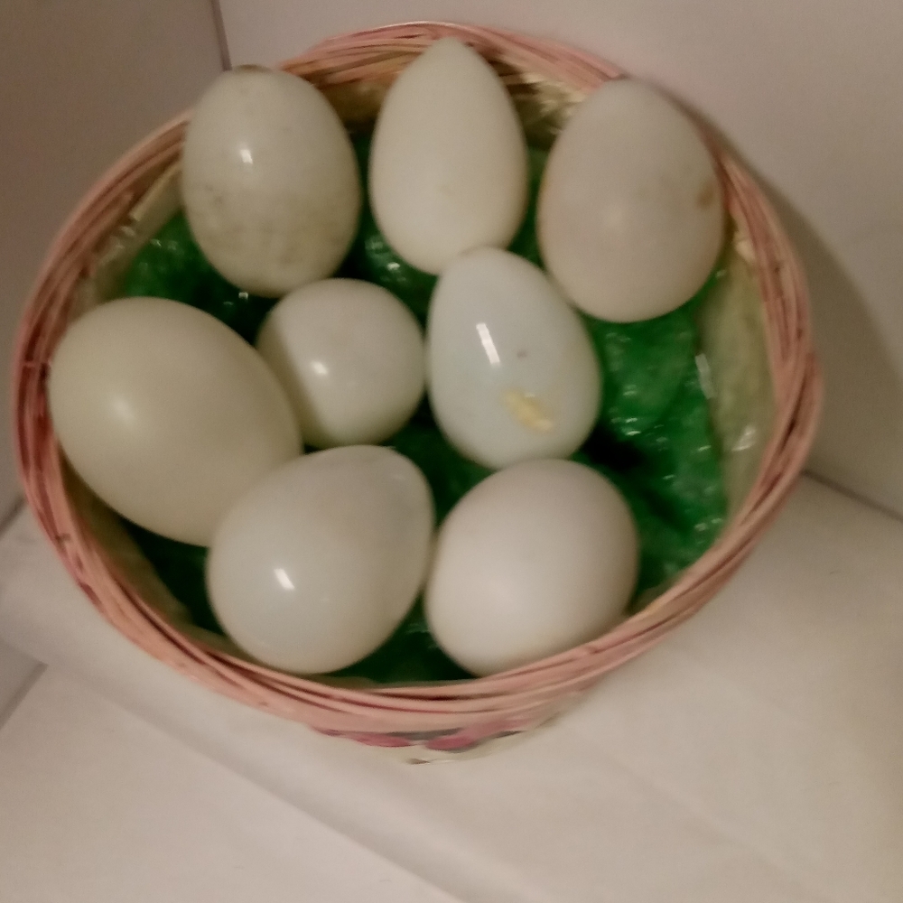 8 Vtge Crafting Milk Glass Victorian Handblown Laying Eggs for Easter